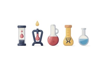 Wall Mural - Simple illustration of a chemistry flask with blue liquid, set against a white background, emphasizing scientific simplicity and experimentation.