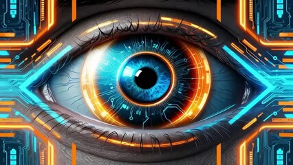 futuristic digital eye data network and cyber security technology background