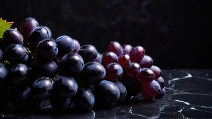 Wall Mural - Serene Elegance, Purple and Green Grape Arrangement Over Marble