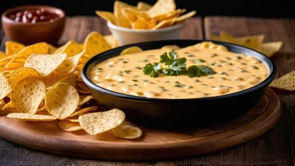 Wall Mural - Pure Simplicity, Artisanal Guacamole with Tortilla Chips and Fresh Cilantro