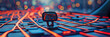 © john - smart city public transportation control and mobile app to order taxi to destination or location and directions tracking GPS system concepts as wide banner with copyspace area