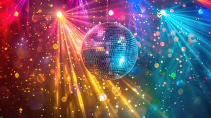 Wall Mural - Disco Ball Under Colorful Lights