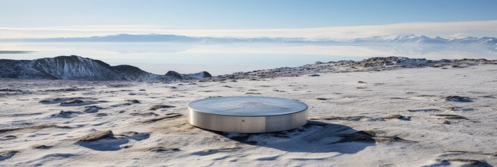 Poster - Snowy Mountaintop with Metal Platform