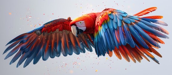 Wall Mural - Scarlet Macaw in Flight with a Burst of Color