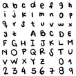 © Catalina - Handwritten alphabet and numbers, drawn with a pen, featuring a unique.