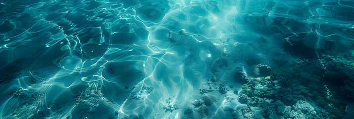 Wall Mural - underwater ocean blue turquoise sea texture background
