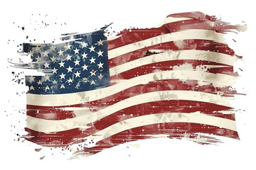 Wall Mural - USA flag for 4 July independence day 4th of July. Decoration set of garlands for USA national holidays, events, banners, posters, web Fourth of July background - American