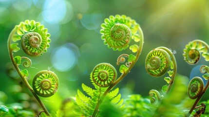 Wall Mural - Close-up of Fern Fronds Unfurling