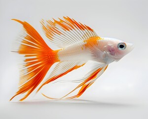 Canvas Print - Elegant Firefish with Vibrant Orange and White Colors Sleek Body on White Background