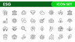 © artnazu - ESG flat line icon set. Outline icon collection related to ecology, environment social governance, risk management, sustainable developmen and more.