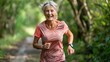 © Omias - Energetic Senior Woman Enjoying a Refreshing Jog Outdoors with a Happy Smile