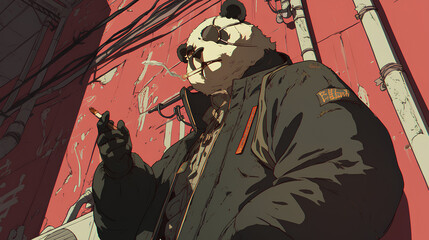 Poster - panda human cartoon character