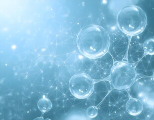 molecules,Beauty science skincare molecular concept, abstract fractal with water bubbles