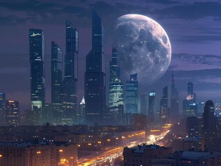 Wall Mural - city skyline at night