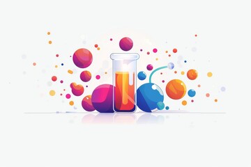 Wall Mural - abstract digital illustration of colorful test tubes and beakers, symbolizing science and creativity