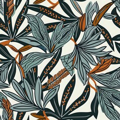 Naklejka na meble Calming Leaf and Rectangle Grid Design