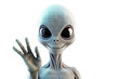 © Ameer - Smiling aliens waving greeting in futuristic arrival scene with transparent PNG background for sci-fi and fantasy design projects