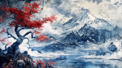 Aeolus unleashes the four winds of Mt. Fuji, each taking on a different shape and painting a unique seasonal landscape as they battle for dominance.