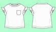 © MdAbir - girls short sleeve tee flat sketch vector