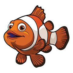 Happy cartoon clown fish vector