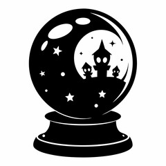 Wall Mural - halloween crystal ball black vector silhouette