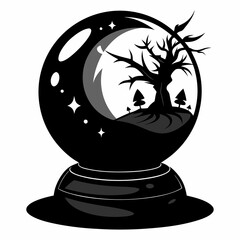 Wall Mural - halloween crystal ball black vector silhouette