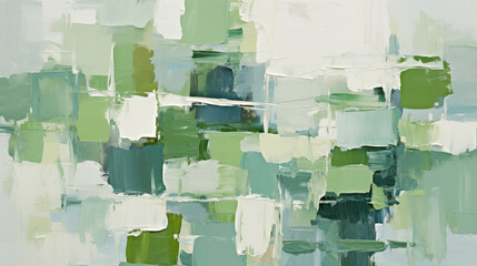 Sticker - Green painting background. Closeup of abstract rough green and white art painting texture