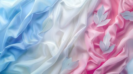 Sticker - Abstract Leaf Shape Fabric in White, Pink and Blue Colors for Fashion and Beauty Background Design