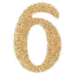 Gold Glitter Number 6