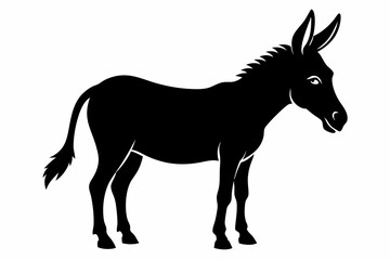 Wall Mural - donkey silhouette vector, black donkey silhouette vector illustration on white background