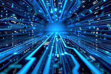binary circuit board future hi tech, mechanical technology, blue cyber security concept background, modern conceptual hi speed digital internet.motion move blur. pixel