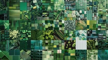 Sticker - Green Mosaic: A Collage of Nature's Hues