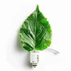 Canvas Print - Green Energy Concept: Leaf as Light Bulb