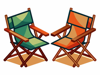 Wall Mural - illustration vector of two camping chairs isolated on white background, cartoon painting