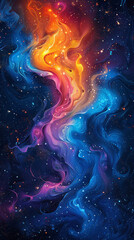 Wall Mural - abstract background with colorful waves in space