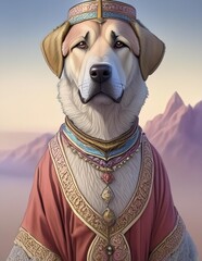 Sticker - portrait of a Anatolian shepherd in traditional clothing 