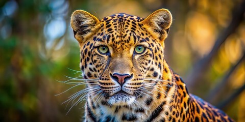 Wall Mural - majestic leopard with golden eyes in the wild , leopard, majestic, wild, feline, animal, wildlife, p