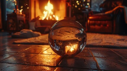 Wall Mural - Glass Ball by Fireplace