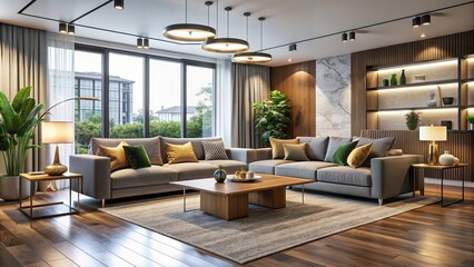 Canvas Print - Modern living room with stylish sofas , contemporary, interior, design, furniture, comfortable, cozy, home