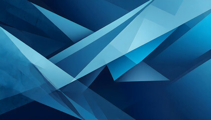 Blue modern abstract wide banner with geometric shapes. Dark blue abstract background. Generative AI.