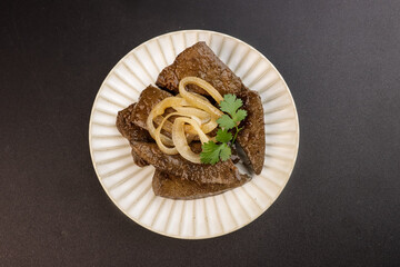 Wall Mural - Classic Beef Liver with Sauteed Onions.