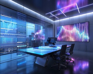 Leinwandbilder - Futuristic Office with Advanced Technology