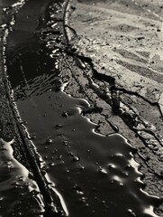 Sticker - Black and White Puddle Water