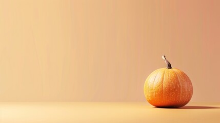 A fall banner with a clean layout showcasing a single pumpkin and subtle advertising empty space for text
