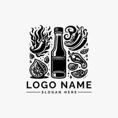 bottle sauce modern logo design vector