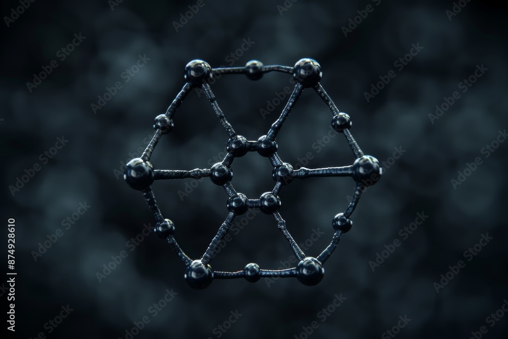 Minimalist molecular structure with interconnected nodes in a dark ...