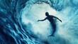 © TPS Studio - Surreal Underwater Scene with Human-Mermaid Silhouette in Ocean Wave