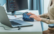 © weedezign - close up  developer hand coding with keyboard on desk  at modern office