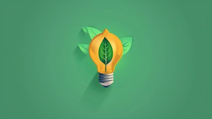 Flag design concept featuring a lightbulb icon with a leaf inside, designed in a clean and simple style to promote eco-friendly lighting solutions