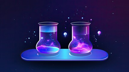 Sticker - science glass beakers floating in space